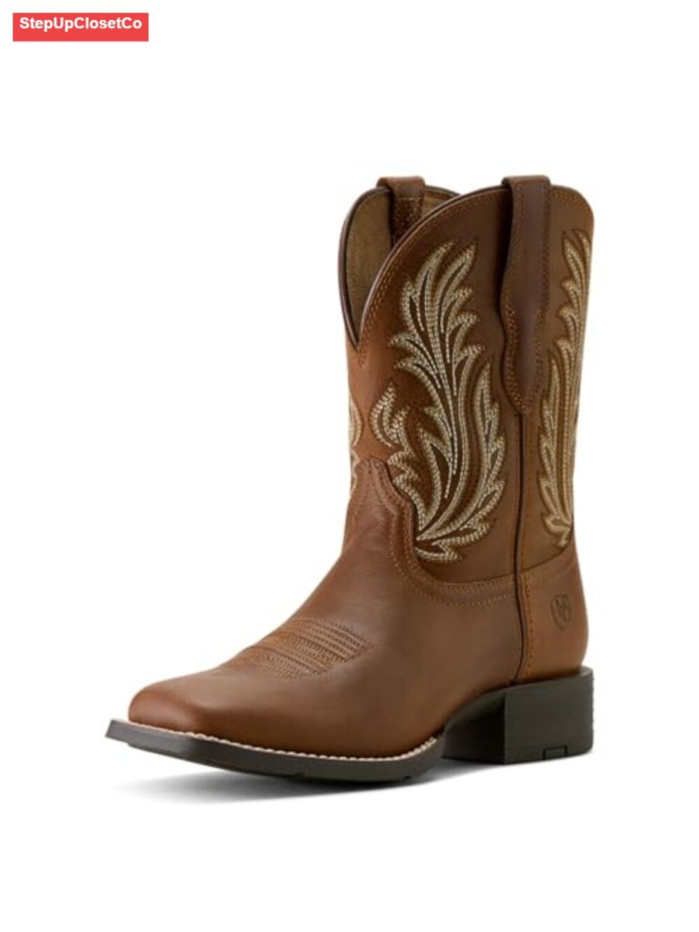 Western Boots Wide Square Toe Full-Grain Leather Cushion Insole